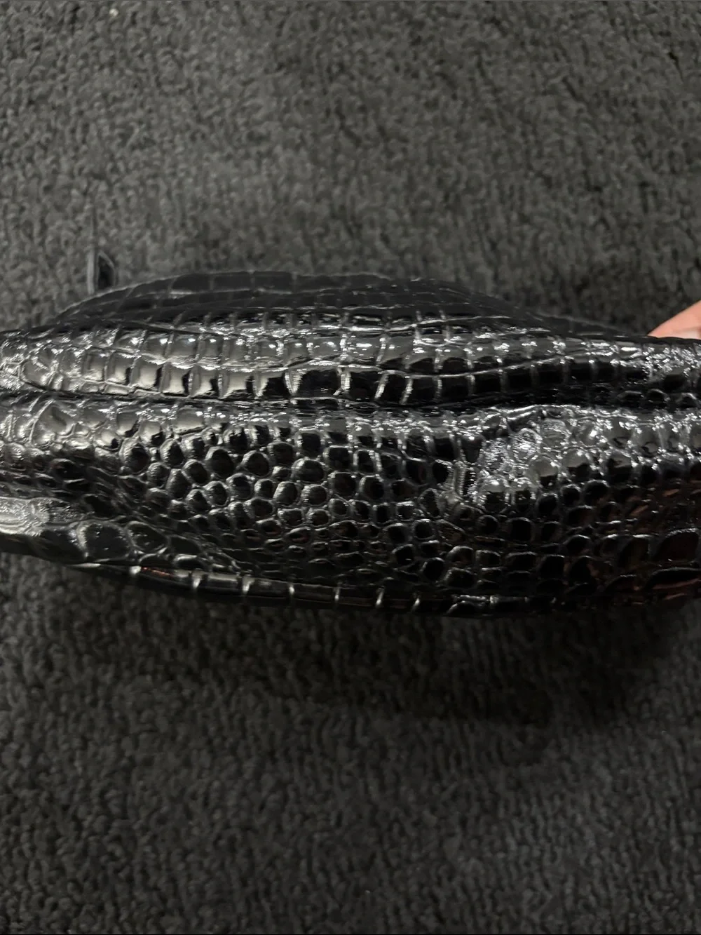 Giorgio Armani Glossy Black Croc-Embossed Cosmetic Bag